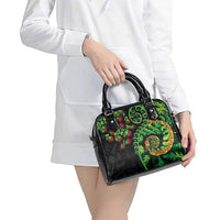 New Zealand Koru Plants and Pohutukawa Shoulder Handbag Maori Tattoo Pattern