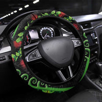 New Zealand Koru Plants and Pohutukawa Steering Wheel Cover Maori Tattoo Pattern