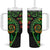 New Zealand Koru Plants and Pohutukawa Tumbler With Handle Maori Tattoo Pattern