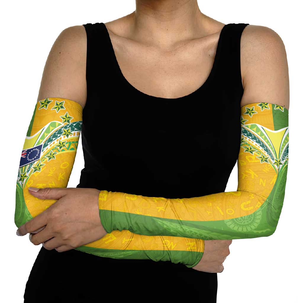 Cook Islands Language Week Arm Sleeves Tatau Pattern and Rarotongan Alphabet - Polynesian Pride