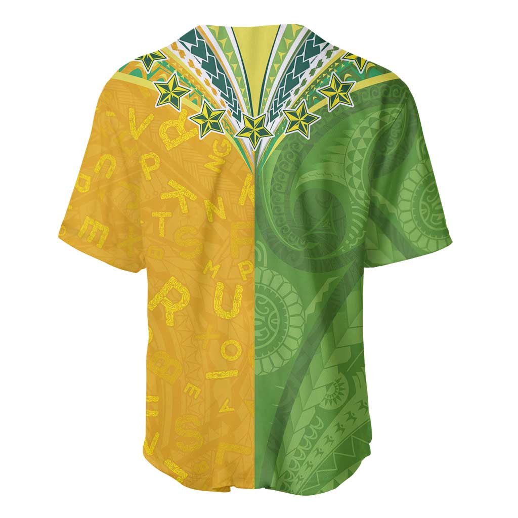Cook Islands Language Week Baseball Jersey Tatau Pattern and Rarotongan Alphabet - Polynesian Pride