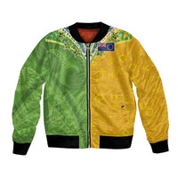 Cook Islands Language Week Bomber Jacket Tatau Pattern and Rarotongan Alphabet - Polynesian Pride