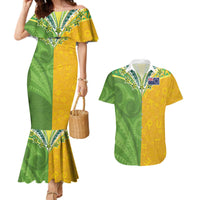 Cook Islands Language Week Couples Matching Mermaid Dress and Hawaiian Shirt Tatau Pattern and Rarotongan Alphabet - Polynesian Pride