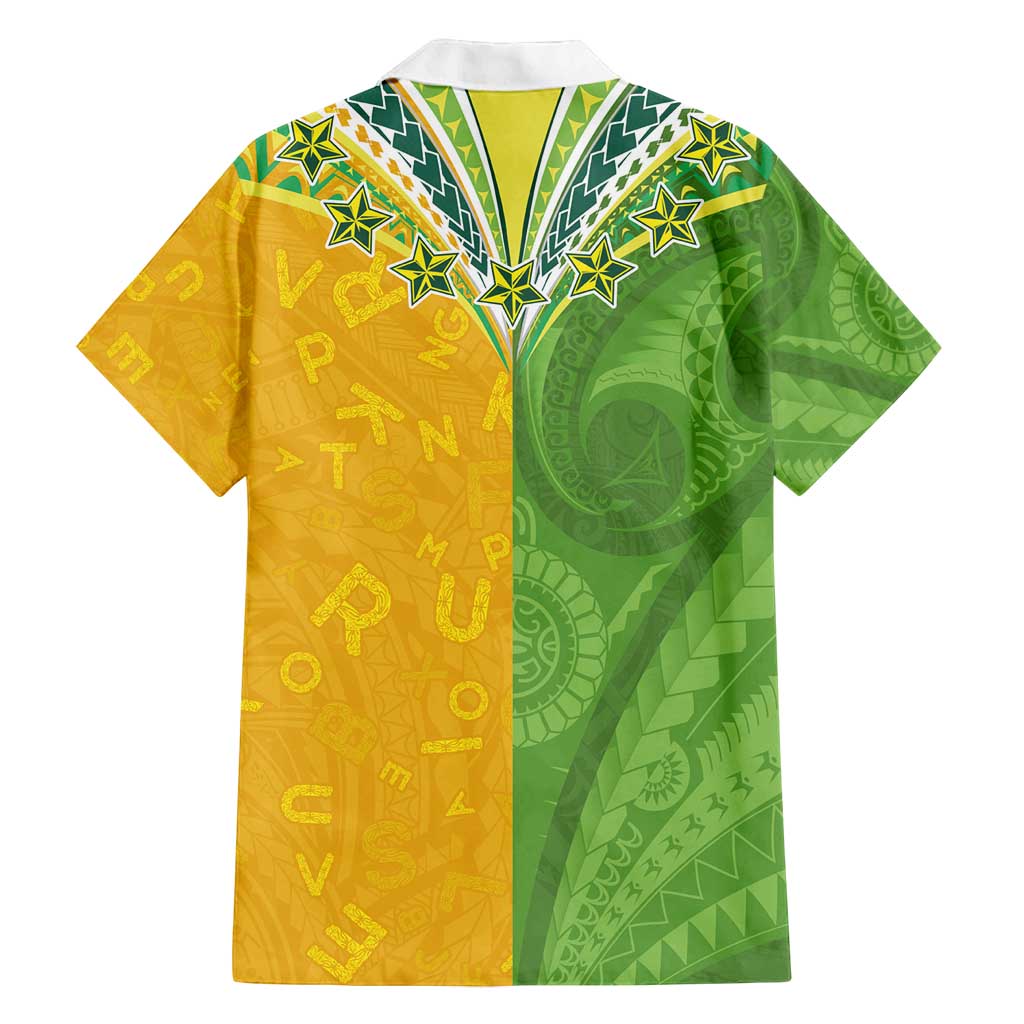 Cook Islands Language Week Family Matching Puletasi and Hawaiian Shirt Tatau Pattern and Rarotongan Alphabet - Polynesian Pride
