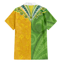 Cook Islands Language Week Family Matching Short Sleeve Bodycon Dress and Hawaiian Shirt Tatau Pattern and Rarotongan Alphabet - Polynesian Pride