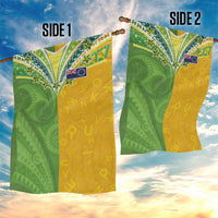 Cook Islands Language Week Garden Flag Tatau Pattern and Rarotongan Alphabet - Polynesian Pride