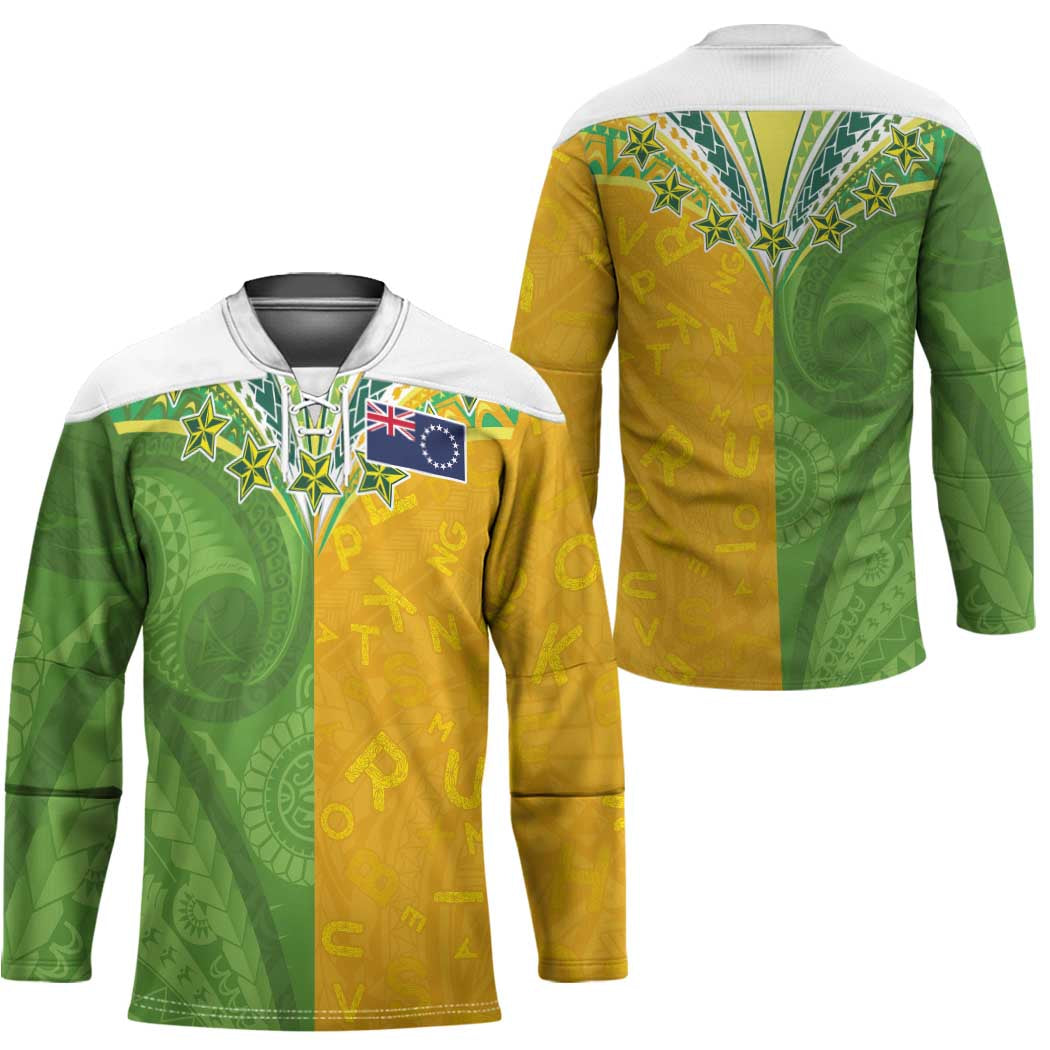 Cook Islands Language Week Hockey Jersey Tatau Pattern and Rarotongan Alphabet - Polynesian Pride