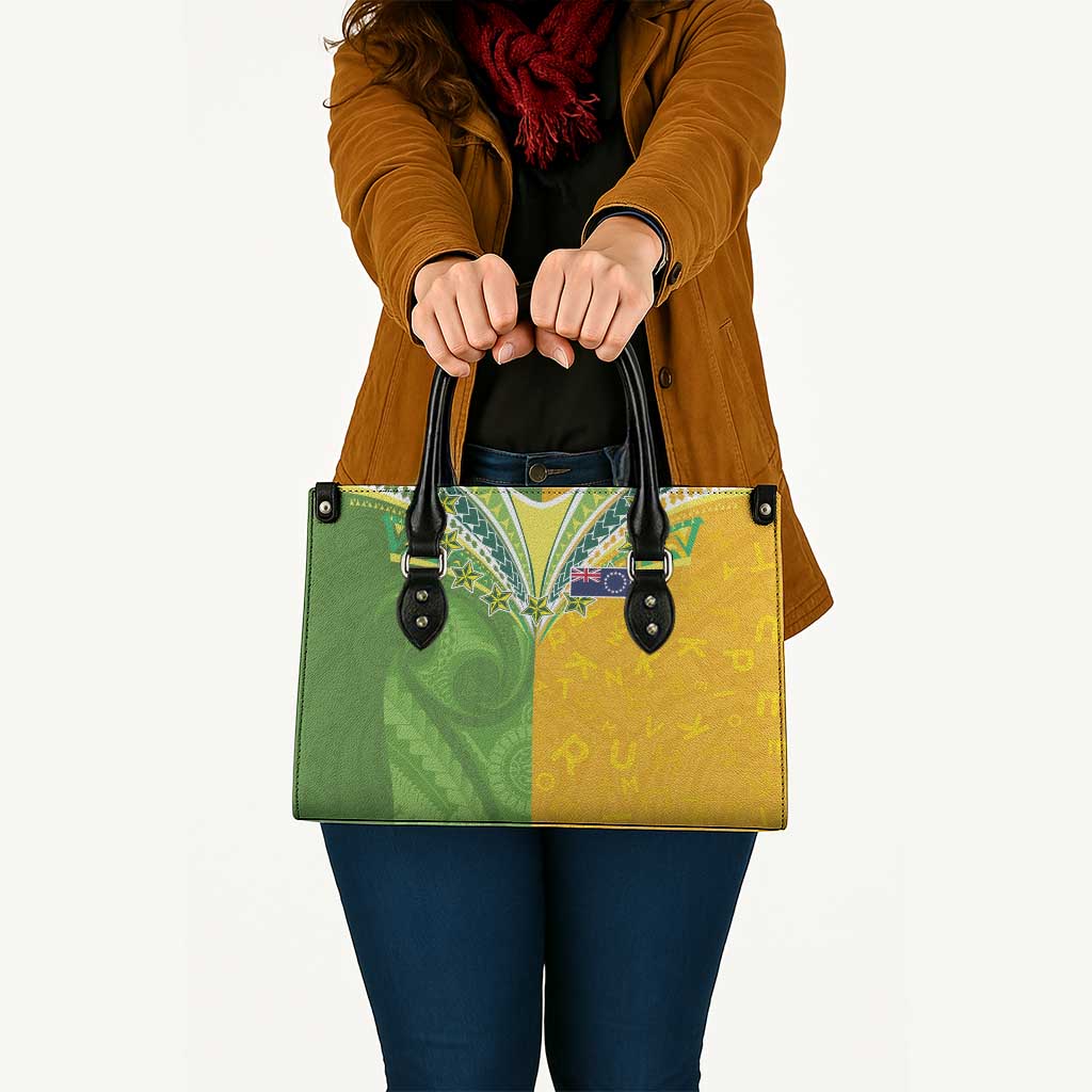 Cook Islands Language Week Leather Bag Tatau Pattern and Rarotongan Alphabet - Polynesian Pride
