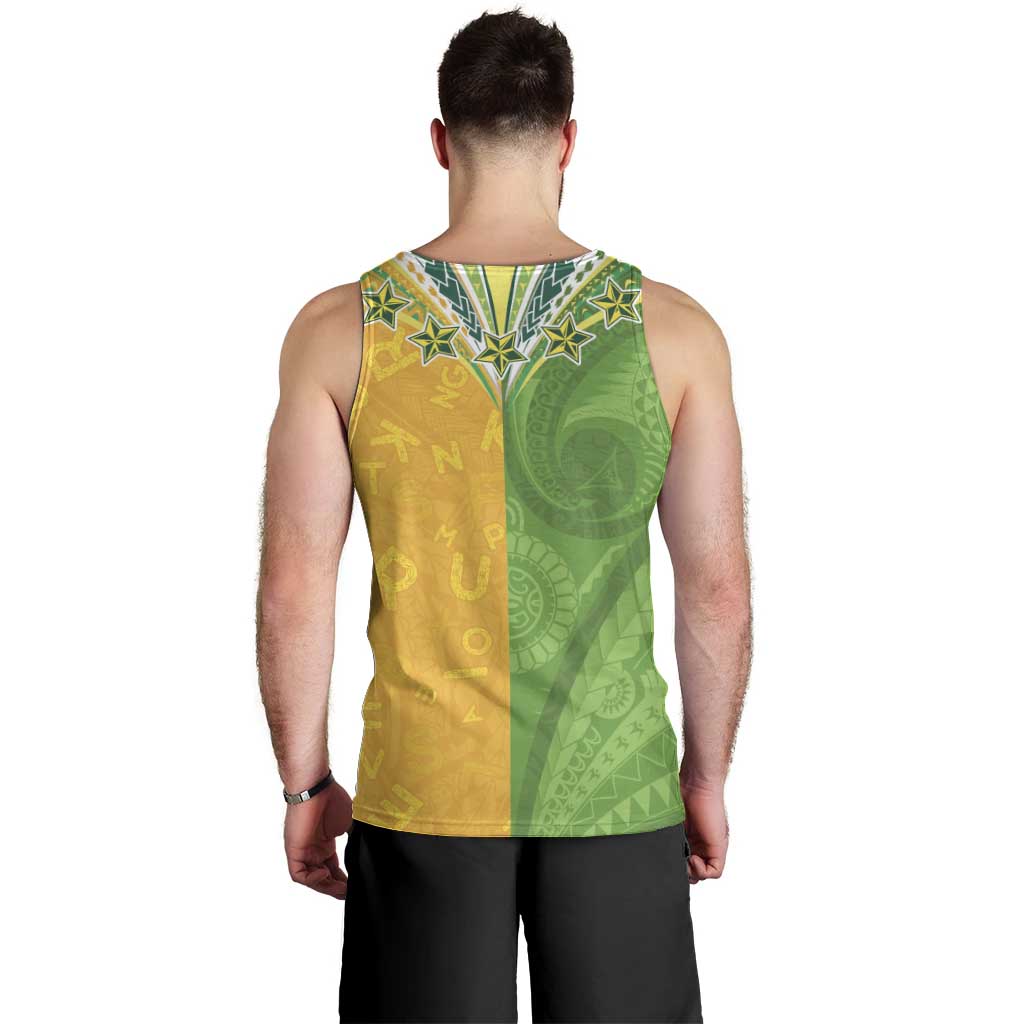 Cook Islands Language Week Men Tank Top Tatau Pattern and Rarotongan Alphabet - Polynesian Pride