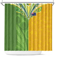 Cook Islands Language Week Shower Curtain Tatau Pattern and Rarotongan Alphabet - Polynesian Pride