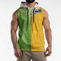 Cook Islands Language Week Sleeveless Hoodie Tatau Pattern and Rarotongan Alphabet - Polynesian Pride