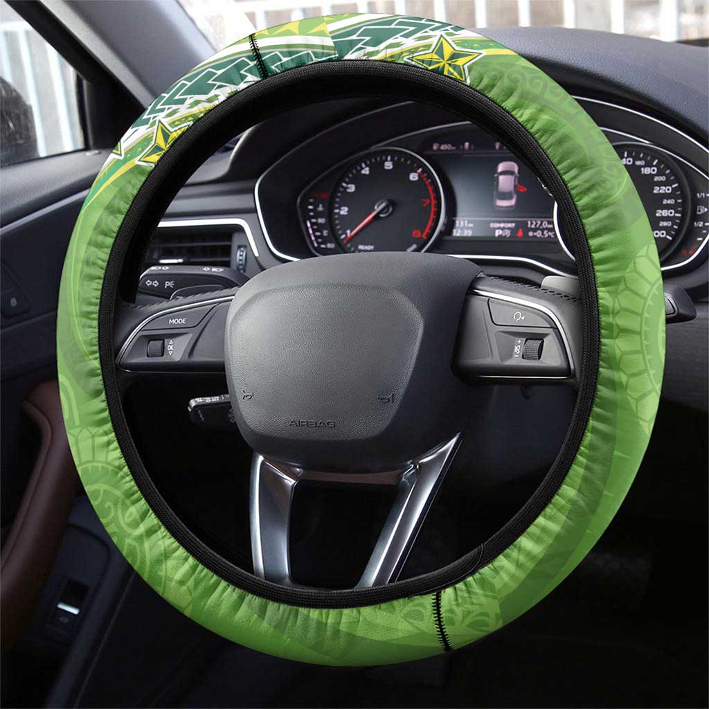 Cook Islands Language Week Steering Wheel Cover Tatau Pattern and Rarotongan Alphabet - Polynesian Pride