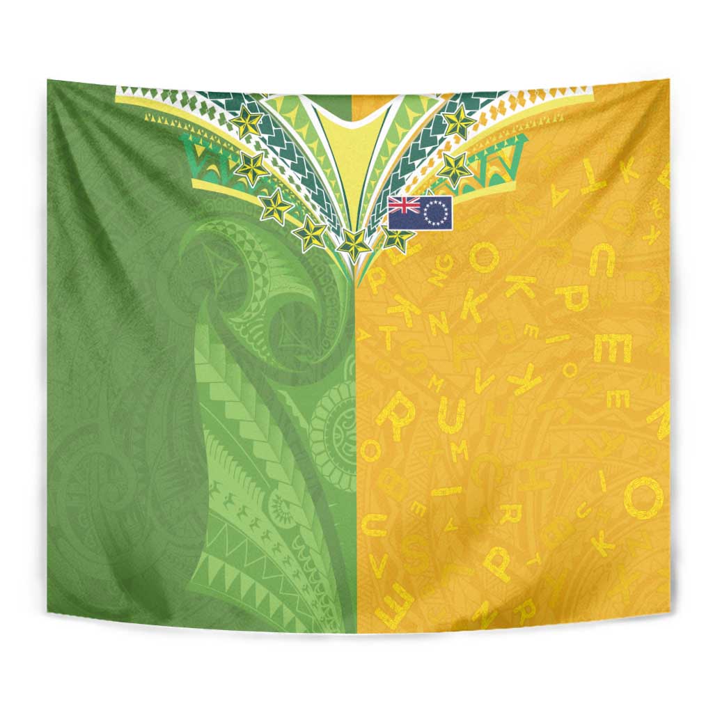 Cook Islands Language Week Tapestry Tatau Pattern and Rarotongan Alphabet - Polynesian Pride
