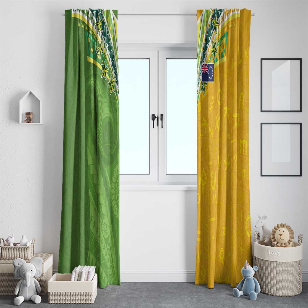 Cook Islands Language Week Window Curtain Tatau Pattern and Rarotongan Alphabet - Polynesian Pride