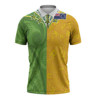 Cook Islands Language Week Zipper Polo Shirt Tatau Pattern and Rarotongan Alphabet - Polynesian Pride
