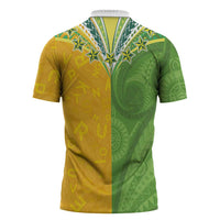 Cook Islands Language Week Zipper Polo Shirt Tatau Pattern and Rarotongan Alphabet - Polynesian Pride