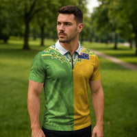 Cook Islands Language Week Zipper Polo Shirt Tatau Pattern and Rarotongan Alphabet - Polynesian Pride