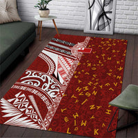 Tonga Language Week Area Rug Ngatu Pattern and Tongan Alphabet - Polynesian Pride