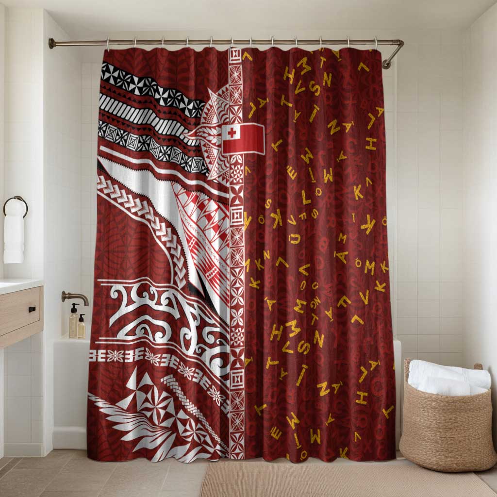 Tonga Language Week Bathroom Set Ngatu Pattern and Tongan Alphabet - Polynesian Pride