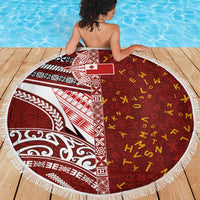 Tonga Language Week Beach Blanket Ngatu Pattern and Tongan Alphabet - Polynesian Pride