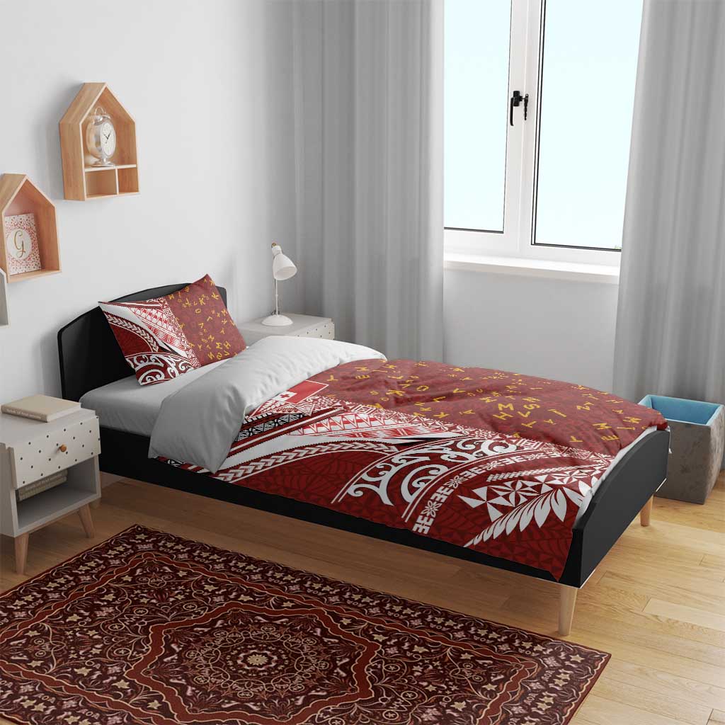 Tonga Language Week Bedding Set Ngatu Pattern and Tongan Alphabet - Polynesian Pride