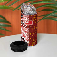 Tonga Language Week 4 in 1 Can Cooler Tumbler Ngatu Pattern and Tongan Alphabet - Polynesian Pride