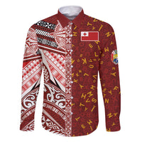 Tonga Language Week Family Matching Off Shoulder Short Dress and Hawaiian Shirt Ngatu Pattern and Tongan Alphabet - Polynesian Pride