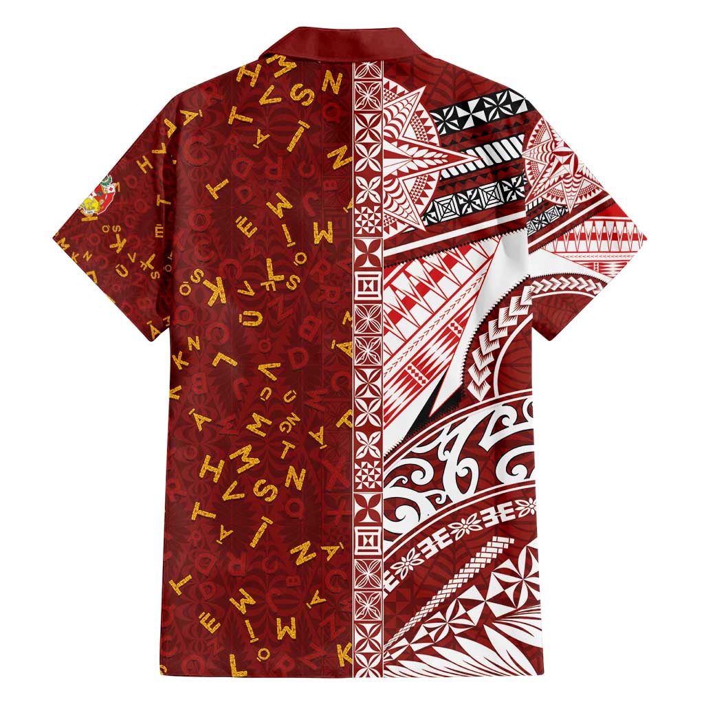 Tonga Language Week Family Matching Puletasi and Hawaiian Shirt Ngatu Pattern and Tongan Alphabet - Polynesian Pride
