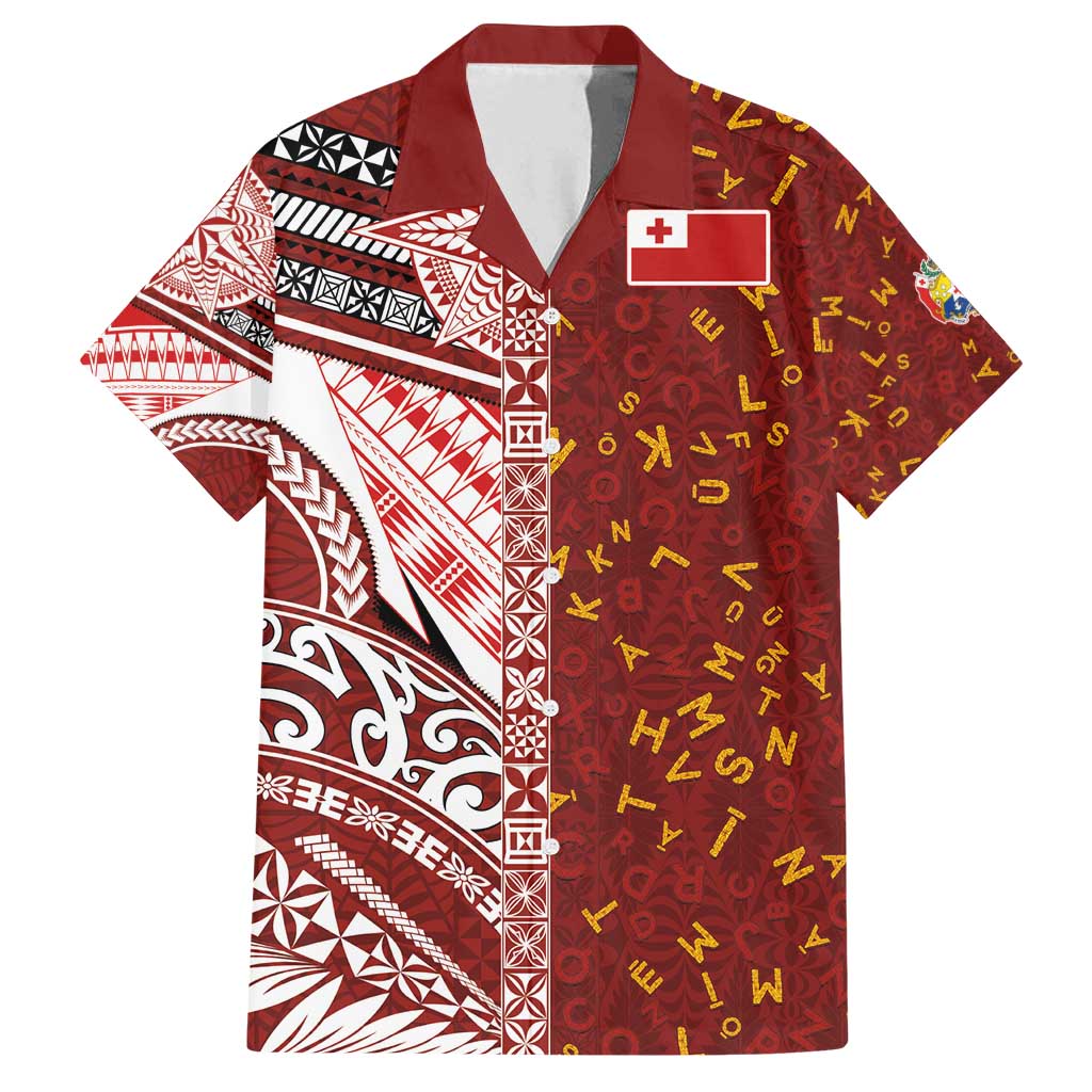 Tonga Language Week Family Matching Summer Maxi Dress and Hawaiian Shirt Ngatu Pattern and Tongan Alphabet - Polynesian Pride