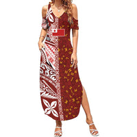Tonga Language Week Family Matching Summer Maxi Dress and Hawaiian Shirt Ngatu Pattern and Tongan Alphabet - Polynesian Pride