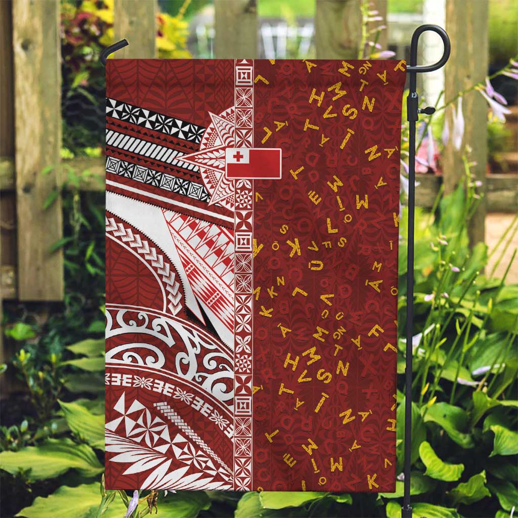 Tonga Language Week Garden Flag Ngatu Pattern and Tongan Alphabet - Polynesian Pride