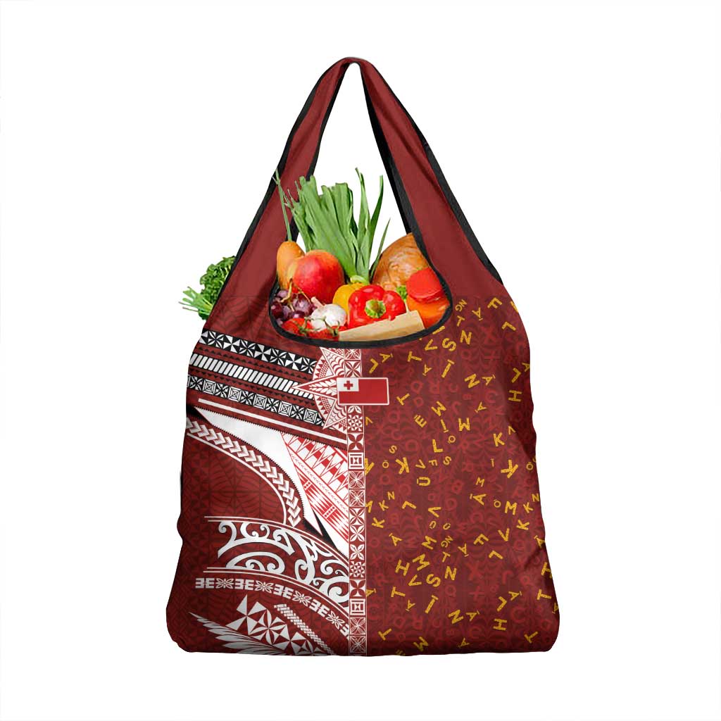Tonga Language Week Grocery Bag Ngatu Pattern and Tongan Alphabet - Polynesian Pride