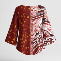 Tonga Language Week Kimono Sleeve Blouse Ngatu Pattern and Tongan Alphabet - Polynesian Pride
