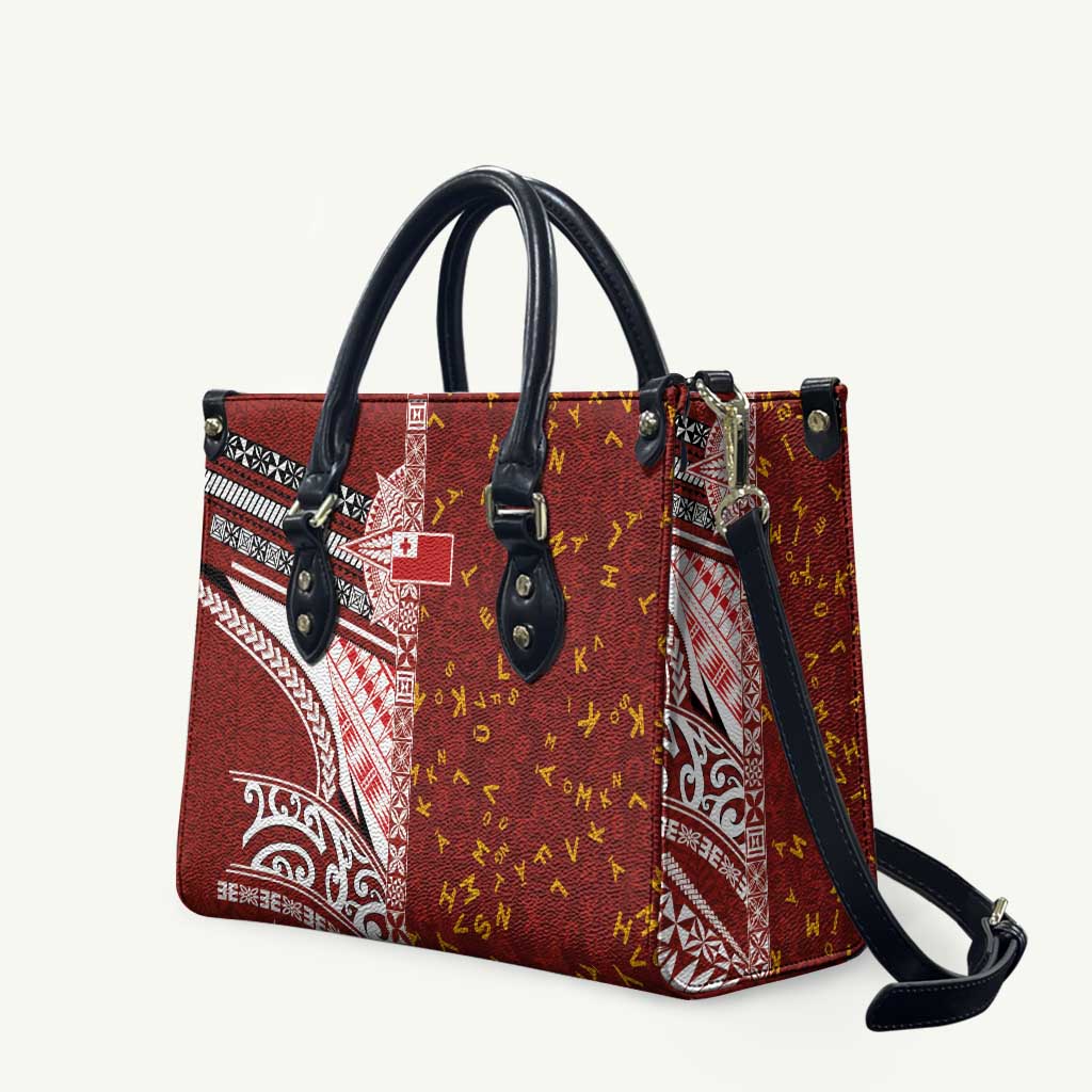 Tonga Language Week Leather Bag Ngatu Pattern and Tongan Alphabet - Polynesian Pride