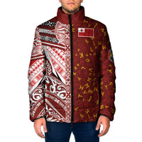 Tonga Language Week Padded Jacket Ngatu Pattern and Tongan Alphabet - Polynesian Pride