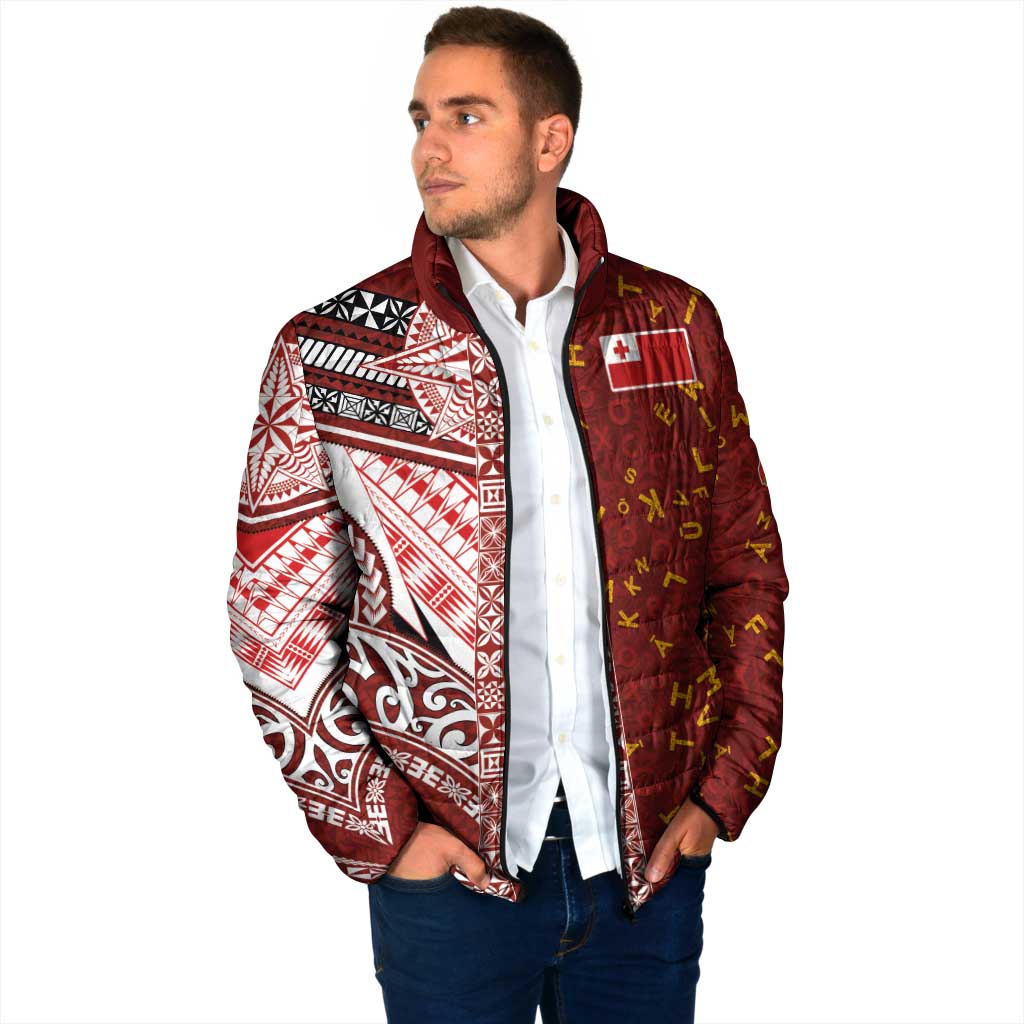 Tonga Language Week Padded Jacket Ngatu Pattern and Tongan Alphabet - Polynesian Pride