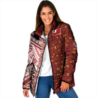 Tonga Language Week Padded Jacket Ngatu Pattern and Tongan Alphabet - Polynesian Pride