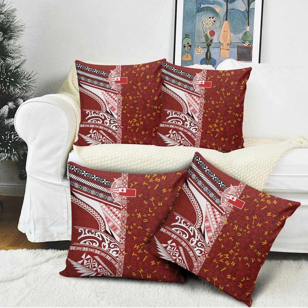 Tonga Language Week Pillow Cover Ngatu Pattern and Tongan Alphabet - Polynesian Pride