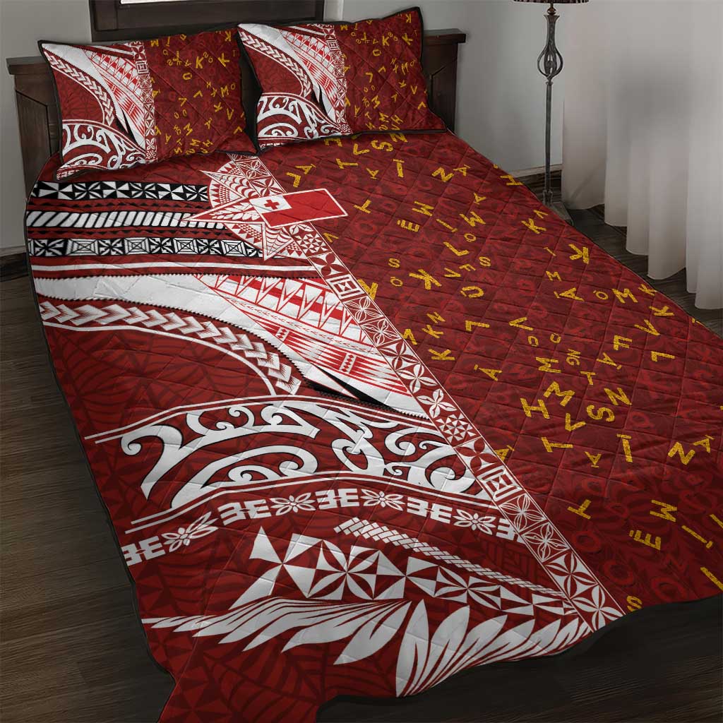 Tonga Language Week Quilt Bed Set Ngatu Pattern and Tongan Alphabet - Polynesian Pride