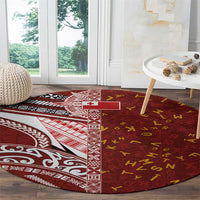Tonga Language Week Round Carpet Ngatu Pattern and Tongan Alphabet - Polynesian Pride