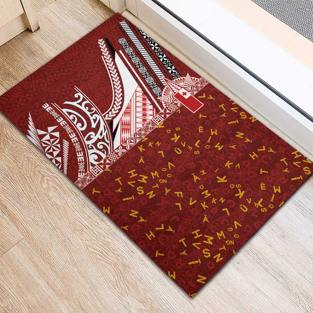 Tonga Language Week Rubber Doormat Ngatu Pattern and Tongan Alphabet - Polynesian Pride