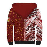 Tonga Language Week Sherpa Hoodie Ngatu Pattern and Tongan Alphabet - Polynesian Pride