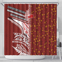 Tonga Language Week Shower Curtain Ngatu Pattern and Tongan Alphabet - Polynesian Pride