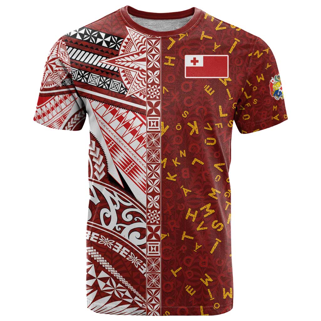 Tonga Language Week T Shirt Ngatu Pattern and Tongan Alphabet - Polynesian Pride