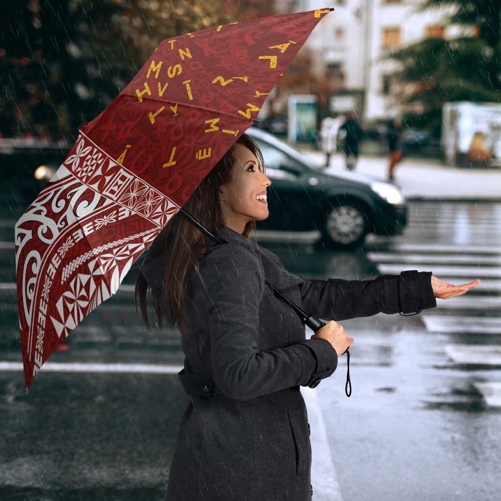 Tonga Language Week Umbrella Ngatu Pattern and Tongan Alphabet - Polynesian Pride