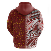 Tonga Language Week Zip Hoodie Ngatu Pattern and Tongan Alphabet - Polynesian Pride