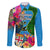 Personalised Malampa Fiji Day Family Matching Off Shoulder Long Sleeve Dress and Hawaiian Shirt Tropical Plants Mix Polynesian and Tapa Pattern LT03 Dad's Shirt - Long Sleeve Blue - Polynesian Pride