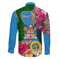 Personalised Malampa Fiji Day Family Matching Off Shoulder Maxi Dress and Hawaiian Shirt Tropical Plants Mix Polynesian and Tapa Pattern LT03 - Polynesian Pride