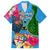 Personalised Malampa Fiji Day Family Matching Puletasi Dress and Hawaiian Shirt Tropical Plants Mix Polynesian and Tapa Pattern LT03 Dad's Shirt - Short Sleeve Blue - Polynesian Pride