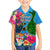 Personalised Malampa Fiji Day Family Matching Puletasi Dress and Hawaiian Shirt Tropical Plants Mix Polynesian and Tapa Pattern LT03 Son's Shirt Blue - Polynesian Pride